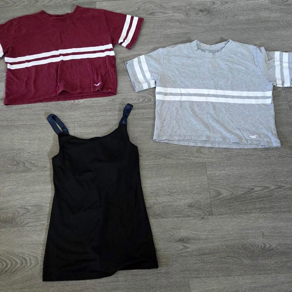 Champion Women's Black and Burgundy Crop-top